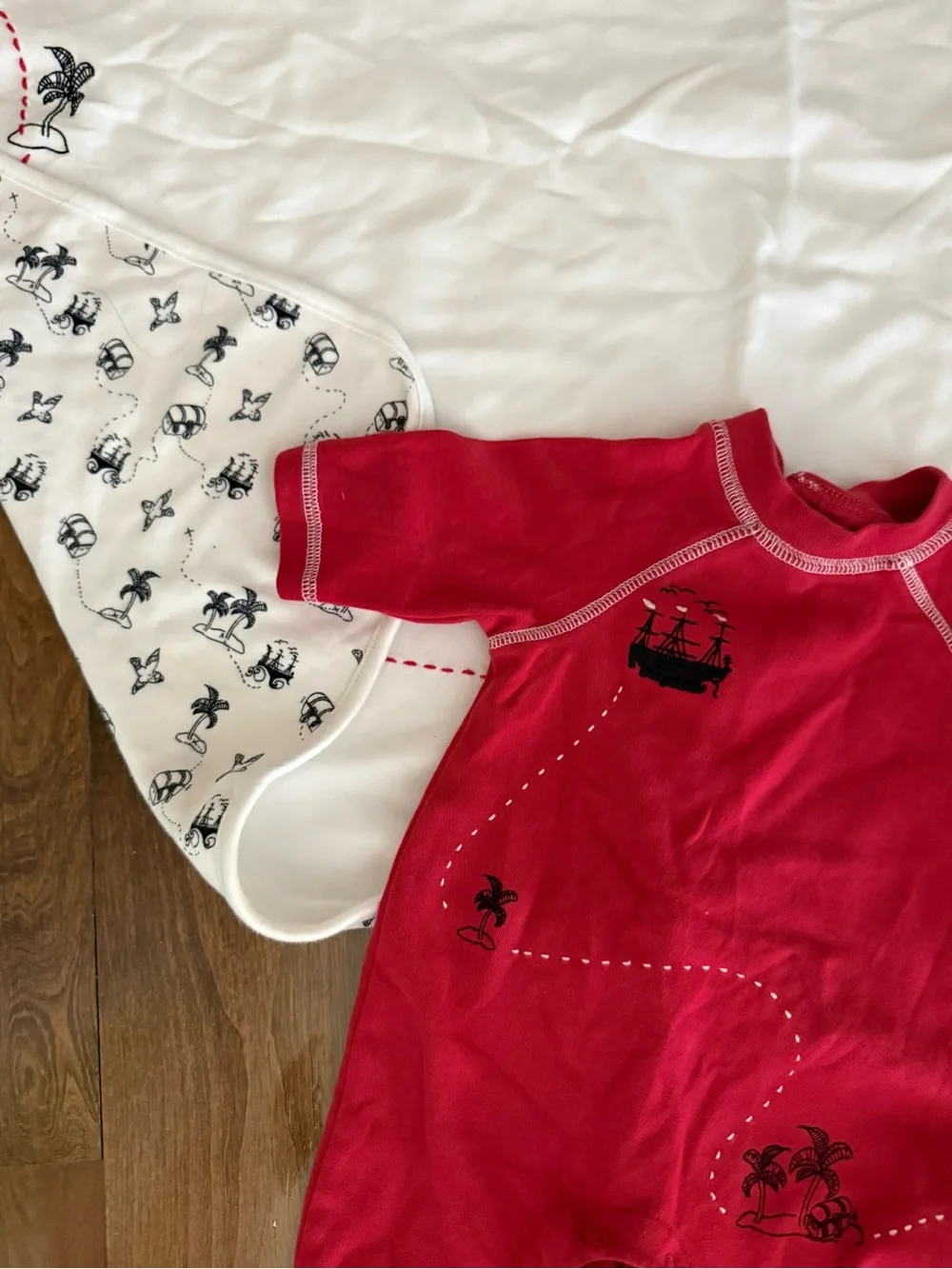 Vintage Gymboree 2004 Pirate Island Map Treasure Chest Baby Blanket set